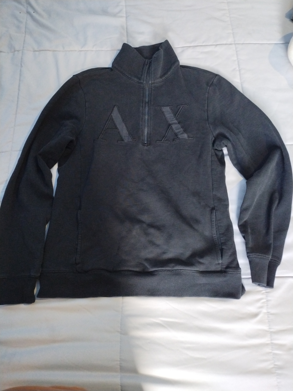 Armani Exchange Men's Zip-Up Pullover Sweater - Charcoal Gray